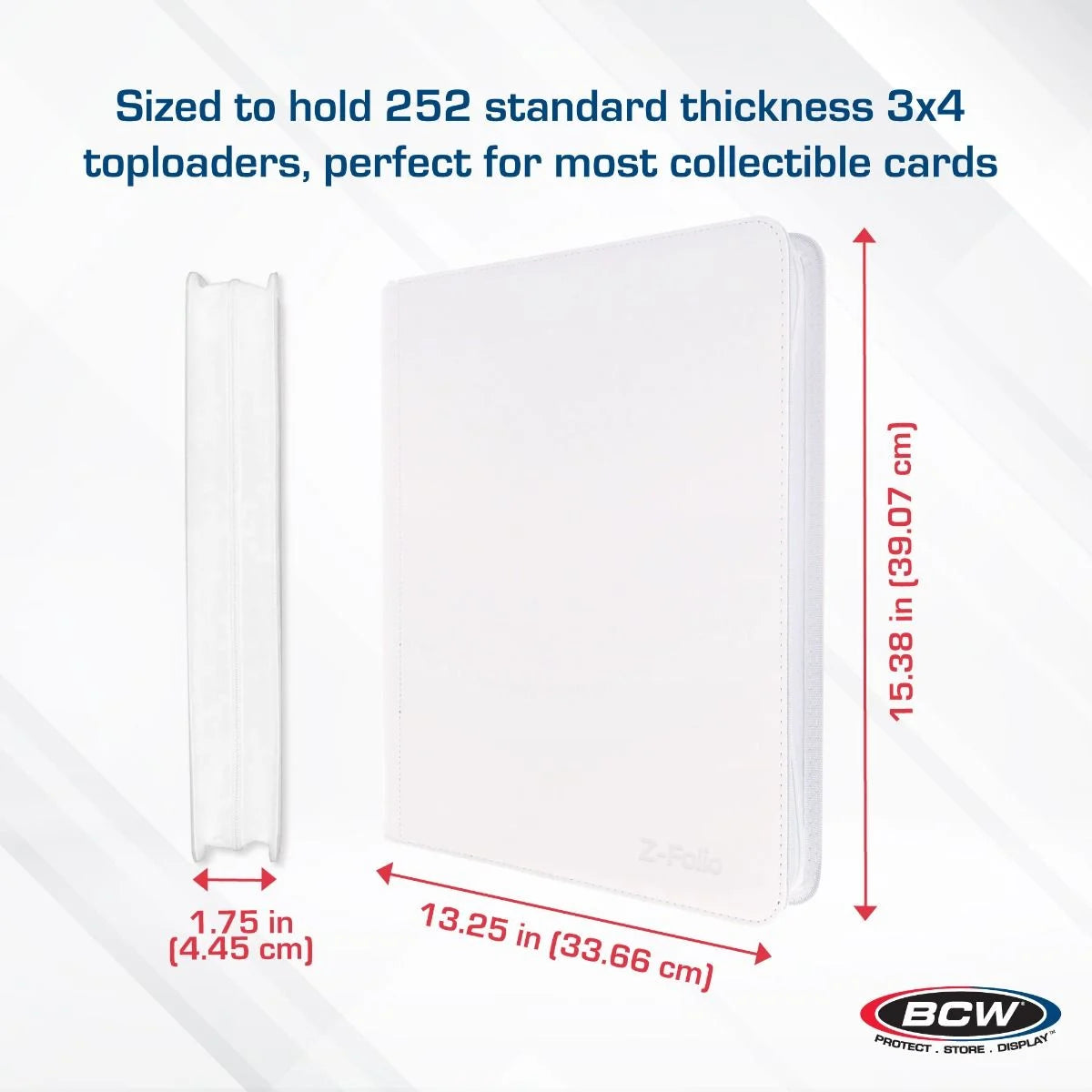 BCW - White - 9 Pocket Zippered Top Loader Binder (252)