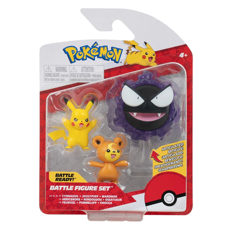 Pokémon - 3 Battle Figure Pack (Pikachu - Teddiursa - Ghastly)