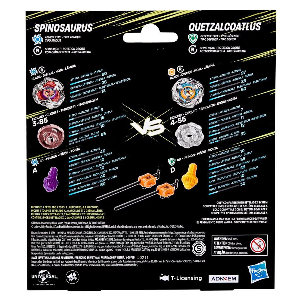 Beyblade X - Jurassic World Collab - Spinosaurus (Attack Type) / Quetzalcoatlus (Defense Type)