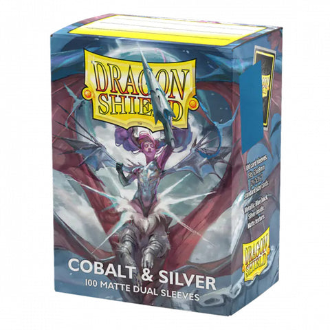 Dragon Shield - Standard Matte Dual Sleeves - Cobalt & Silver (100)